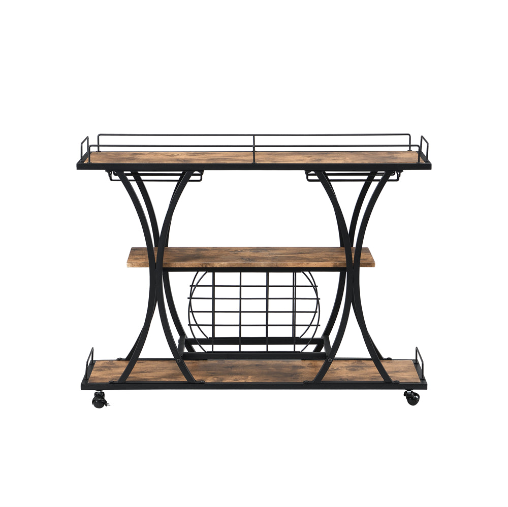 Bar Cart with Wine Rack and Glass Holder