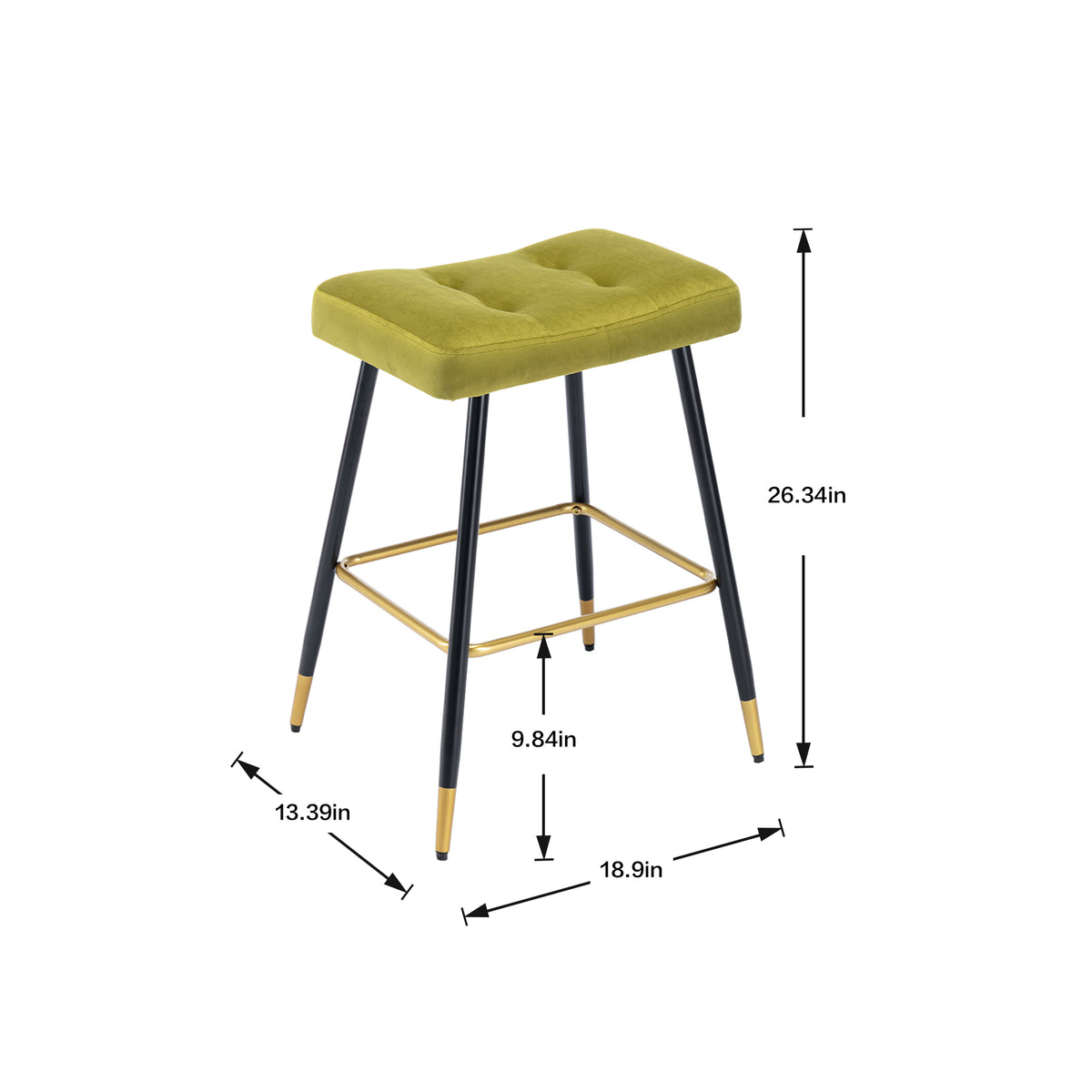 Resenkos Velvet Bar Stools Set of 2 with Footrest, Counter Stools